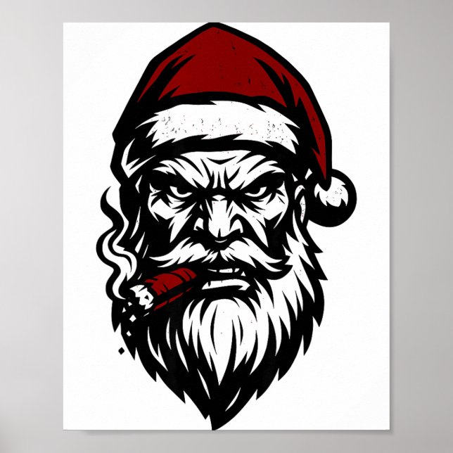 Savage Santa Claus Smoking Cigar Christmas  Poster (Front)