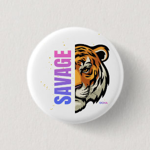 Savage Tiger Half Face Split Design 3 Cm Round Badge