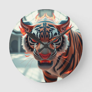 Savage Tiger Round Clock