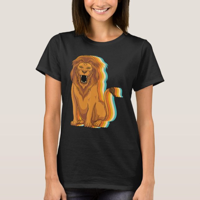 Savanna Animal King Retro Africa Safari Lion T-Shirt (Front)