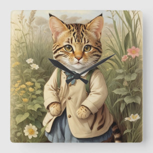 Savanna Cat Square Wall Clock