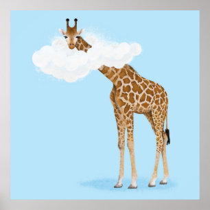 Savanna cloud animals poster