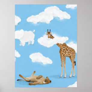 Savanna cloud animals poster