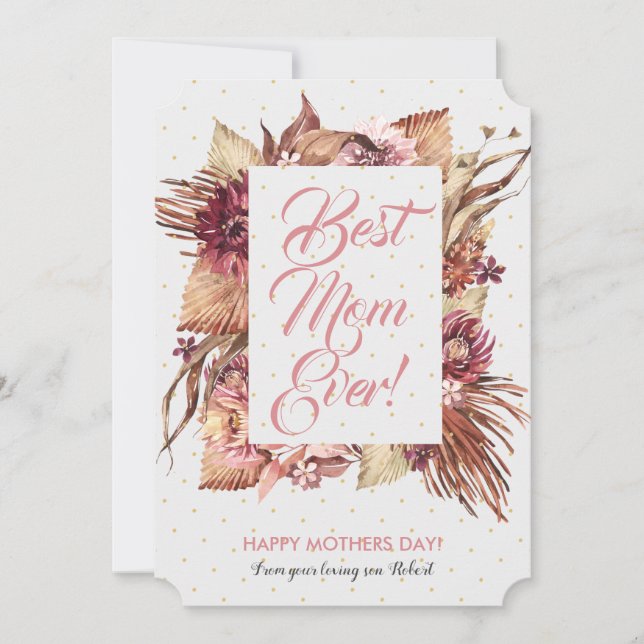 Savanna flowers & leaves frame holiday card (Front)