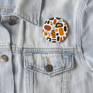"Savanna Pop: Tribal Vibes in Orange & Black" 6 Cm Round Badge