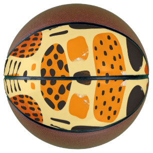 "Savanna Pop: Tribal Vibes in Orange & Black" Basketball