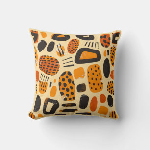 "Savanna Pop: Tribal Vibes in Orange & Black" Cushion