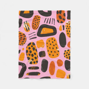 "Savanna Pop: Tribal Vibes in Orange & Black" Fleece Blanket