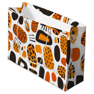 "Savanna Pop: Tribal Vibes in Orange & Black" Large Gift Bag