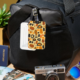 "Savanna Pop: Tribal Vibes in Orange & Black" Luggage Tag