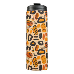 "Savanna Pop: Tribal Vibes in Orange & Black" Thermal Tumbler
