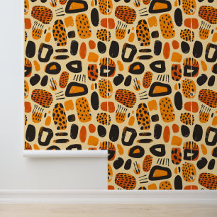 "Savanna Pop: Tribal Vibes in Orange & Black" Wallpaper