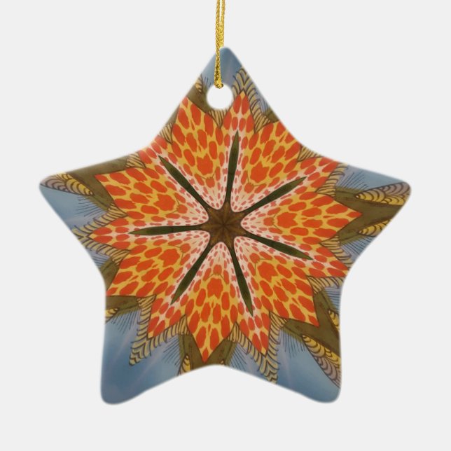 Savanna Star Bloom – A Bold African Animal Print Ceramic Tree Decoration (Front)