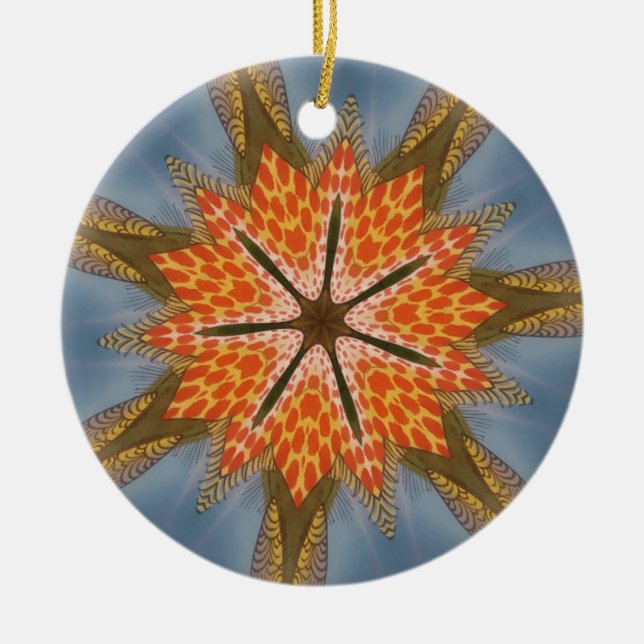 Savanna Star Bloom – A Bold African Animal Print Ceramic Tree Decoration (Front)