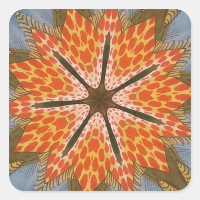 Savanna Star Bloom – A Bold African Animal Print Square Sticker (Front)