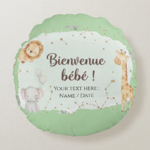 Savannah Animals Watercolor - Welcome Baby Round Cushion