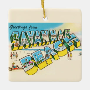 Savannah Beach Greeting Postcard Ornament