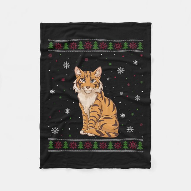 Savannah Cat Christmas Sweater Men Women Kids Xmas Fleece Blanket (Front)