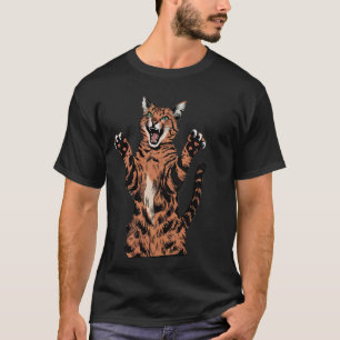 Savannah Cat Funny Design Roaring Serval Cat T-Shirt