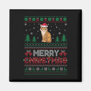 Savannah Cat Lovers Santa Hat Christmas Tree Light Magnet