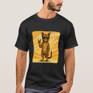 Savannah Cat Sunglasses Rock Music Funny Retro T-Shirt