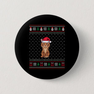 Savannah Cat Wearing Santa Hat Ugly Xmas Savannah 6 Cm Round Badge