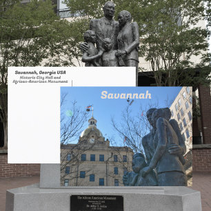 Savannah City Hall and African-American Monument Postcard