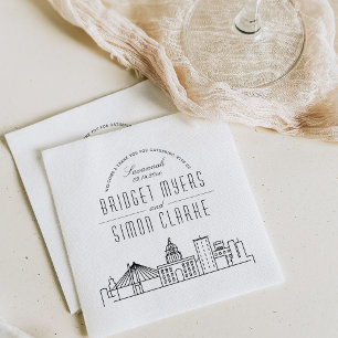 Savannah Deco Skyline   Wedding Event Napkin