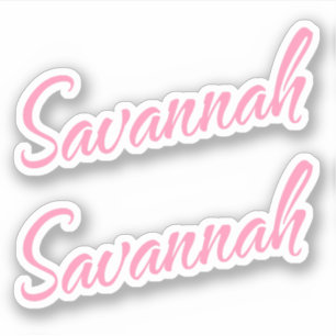 Savannah Decorative Name in Pink x2 Sticker