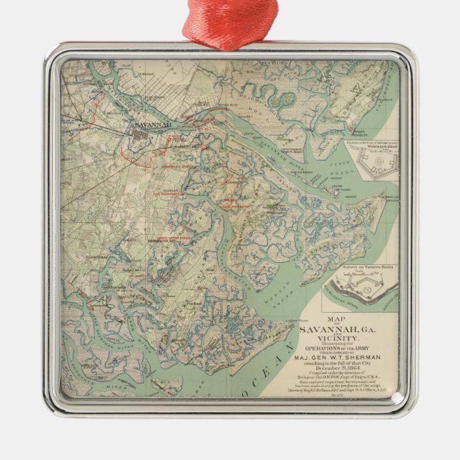 Savannah, Ga and vicinity Metal Tree Decoration (Front)