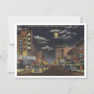 Savannah GA, Broughton St, 1940s View Postcard