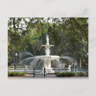Savannah, GA Park Fountain Postcard