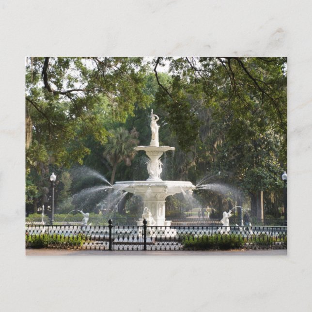 Savannah, GA Park Fountain Postcard (Front)