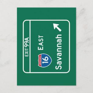 Savannah, GA Road Sign Postcard