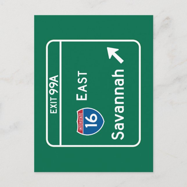 Savannah, GA Road Sign Postcard (Front)