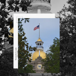 Savannah Georgia City Hall Gold Dome Photographic Postcard
