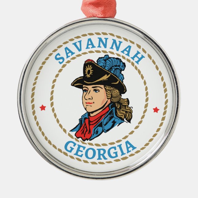 Savannah Georgia Colonial Metal Tree Decoration (Front)