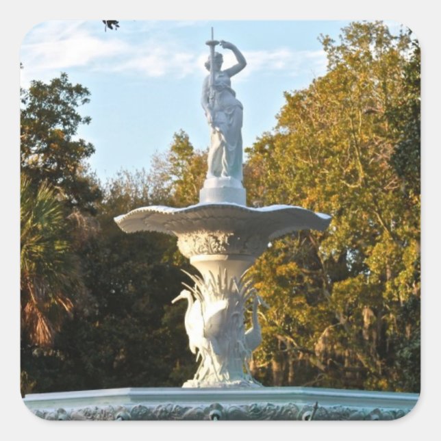 Savannah Georgia Forsyth Park Fountain Square Sticker (Front)