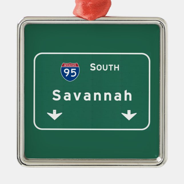 Savannah Georgia ga Interstate Highway Freeway : Metal Tree Decoration (Front)