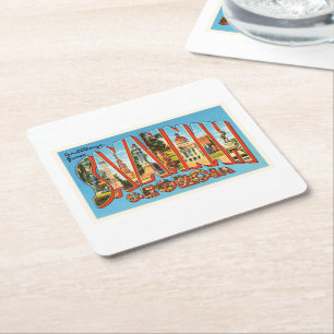 Savannah Georgia GA Old Vintage Travel Souvenir Square Paper Coaster