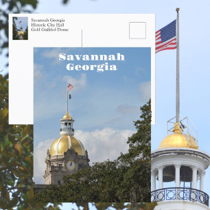 Savannah Georgia Historic City Hall Photographic Postcard