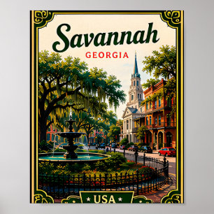 🌿 Savannah Georgia Historic Vacation Memory 🌿 Poster