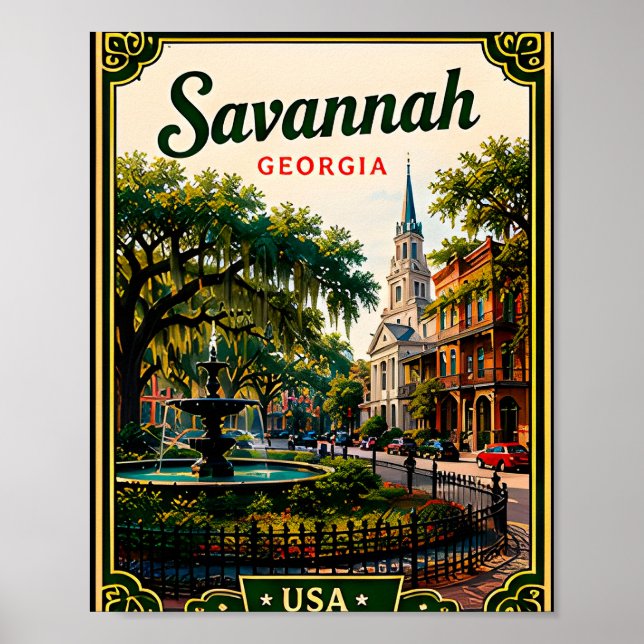 🌿 Savannah Georgia Historic Vacation Memory 🌿 Poster (Front)