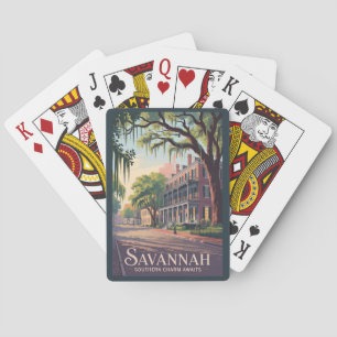Savannah Georgia Illustration Travel Art Vintage Playing Cards