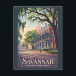 Savannah Georgia Illustration Travel Art Vintage Postcard<br><div class="desc">Savannah retro vector travel design. Savannah,  Georgia,  is a historic Southern city known for its oak-lined streets,  antebellum architecture,  and coastal charm.</div>