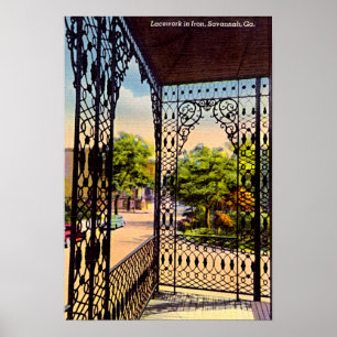 Savannah, Georgia Ironwork on a balcony Poster
