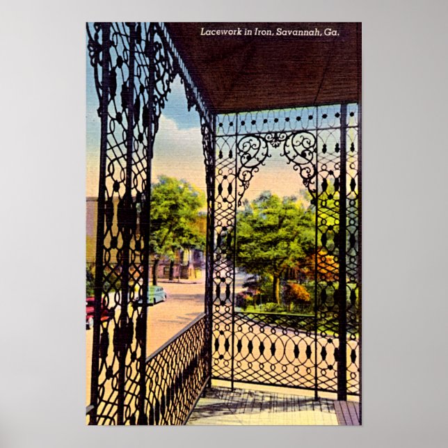 Savannah, Georgia Ironwork on a balcony Poster (Front)