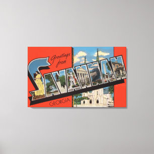 Savannah, Georgia - Large Letter Scenes 2 Canvas Print
