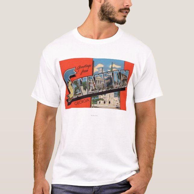 Savannah, Georgia - Large Letter Scenes 2 T-Shirt (Front)