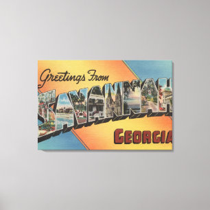 Savannah, Georgia - Large Letter Scenes Canvas Print